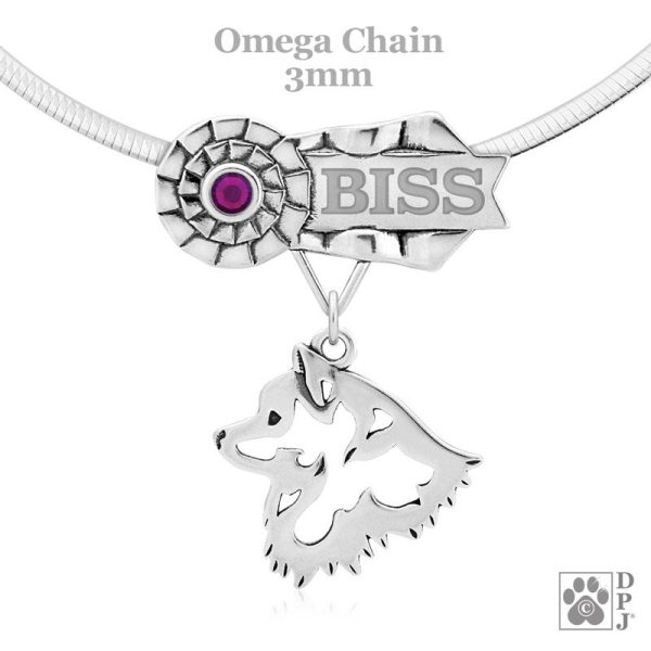 American Eskimo Dog, Head, Engravable Ribbon Charm Holder For Sale