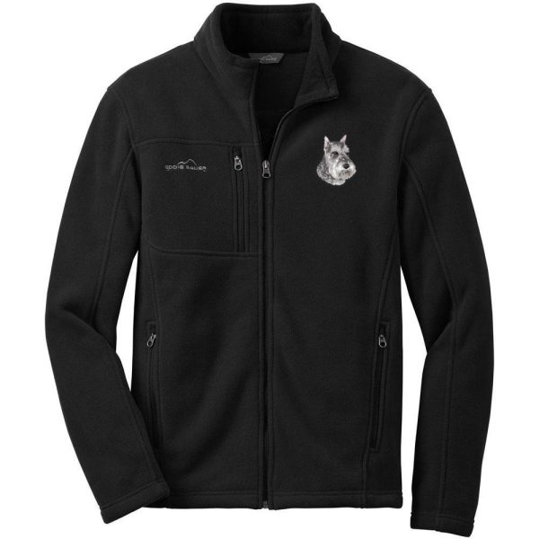 Schnauzer Embroidered Mens Fleece Jacket on Sale