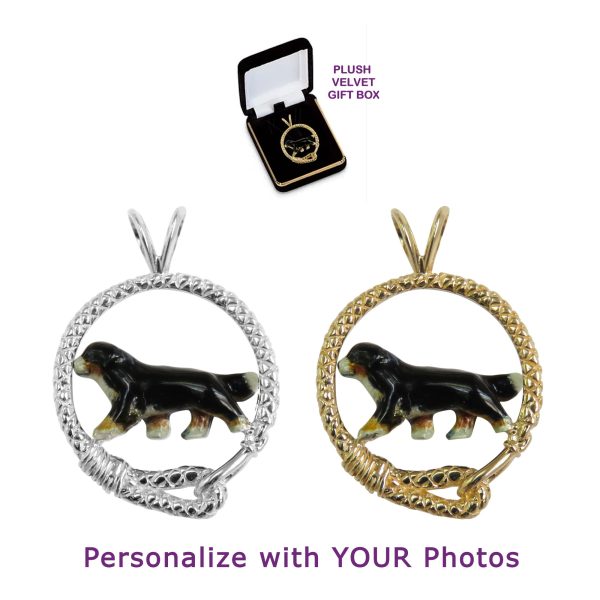 Bernese Mountain Dog in Sterling Silver Leash Pendant Custom Enamel For Discount - Image 2