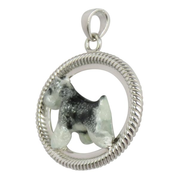 Schnauzer in Sterling Silver Braided Oval Pendant Custom Enamel Online Sale - Image 3