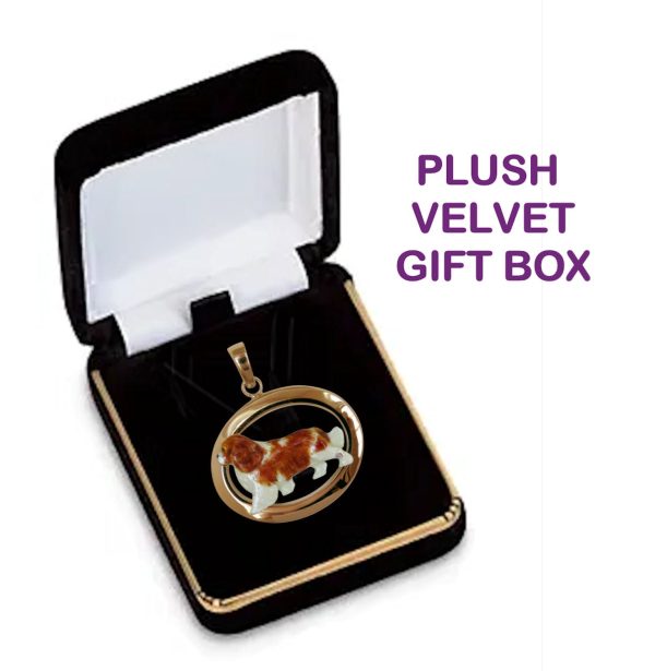 Cavalier King Charles Spaniel in 14K Gold Medium Oval Pendant Custom Enamel Online - Image 2