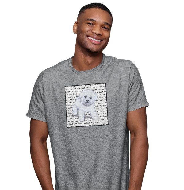 Bichon Frise Puppy Love Text - Adult Unisex T-Shirt Hot on Sale