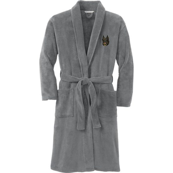 Beauceron Embroidered Plush Microfleece Robe on Sale