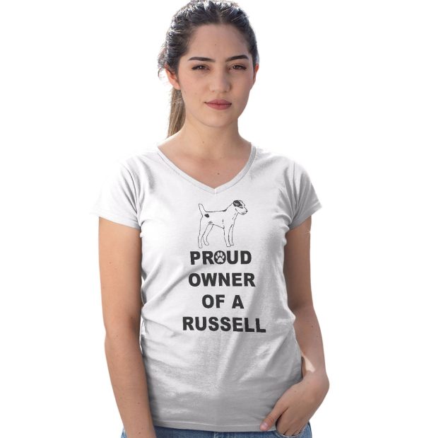 Russell Terrier Proud Owner - Women s V-Neck T-Shirt Online now - Image 3