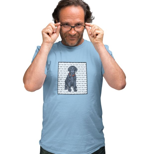 Black Labrador Retriever Puppy Love Text - Adult Unisex T-Shirt Fashion