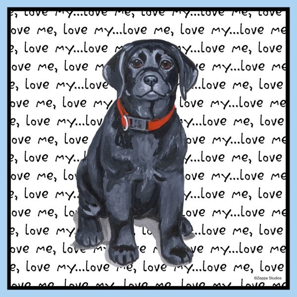 Black Labrador Retriever Puppy Love Text - Adult Unisex T-Shirt Fashion - Image 2