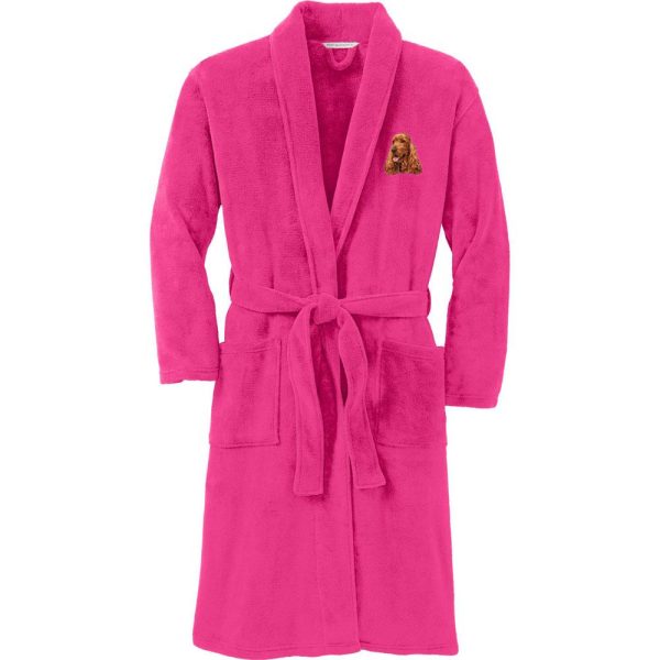 English Cocker Spaniel Embroidered Plush Microfleece Robe Discount - Image 2