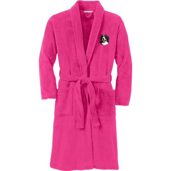 Bernese Mountain Dog Embroidered Plush Microfleece Robe on Sale - Image 2