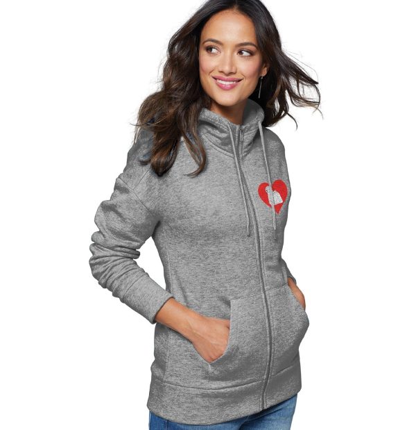 White Puli on Heart Left Chest - Full-Zip Hoodie Sweatshirt Supply - Image 3