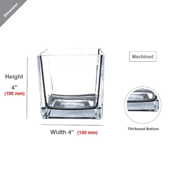 Clear Glass Floral Cube Vase Fashion - Image 2