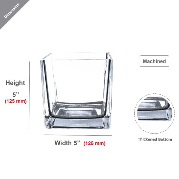 Clear Glass Floral Cube Vase Fashion - Image 3