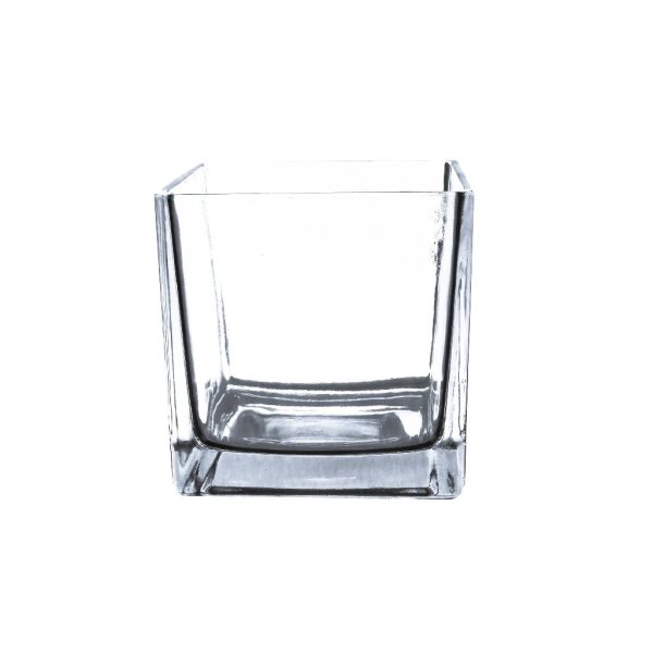 Clear Glass Floral Cube Vase Fashion